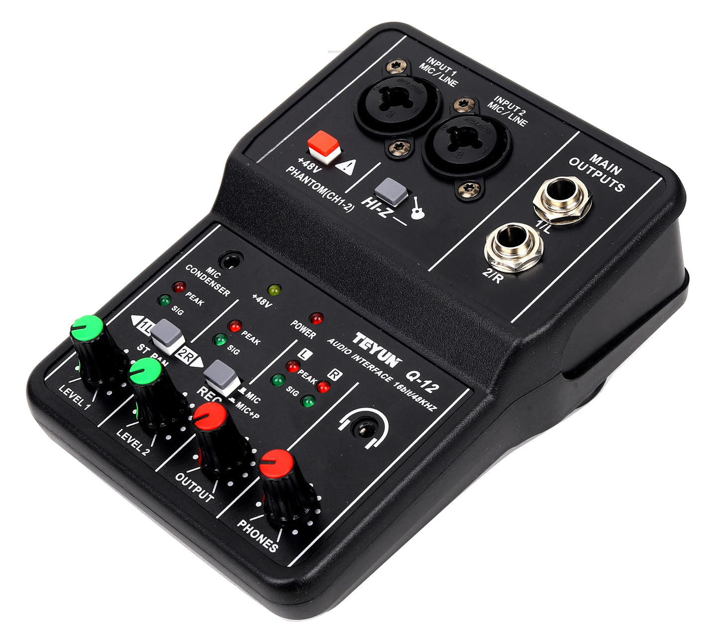 TEYUN Q-12 Professional Audio Sound Card with Monitor Electric Guitar Live Broadcast Recording - Ampere Galaxy