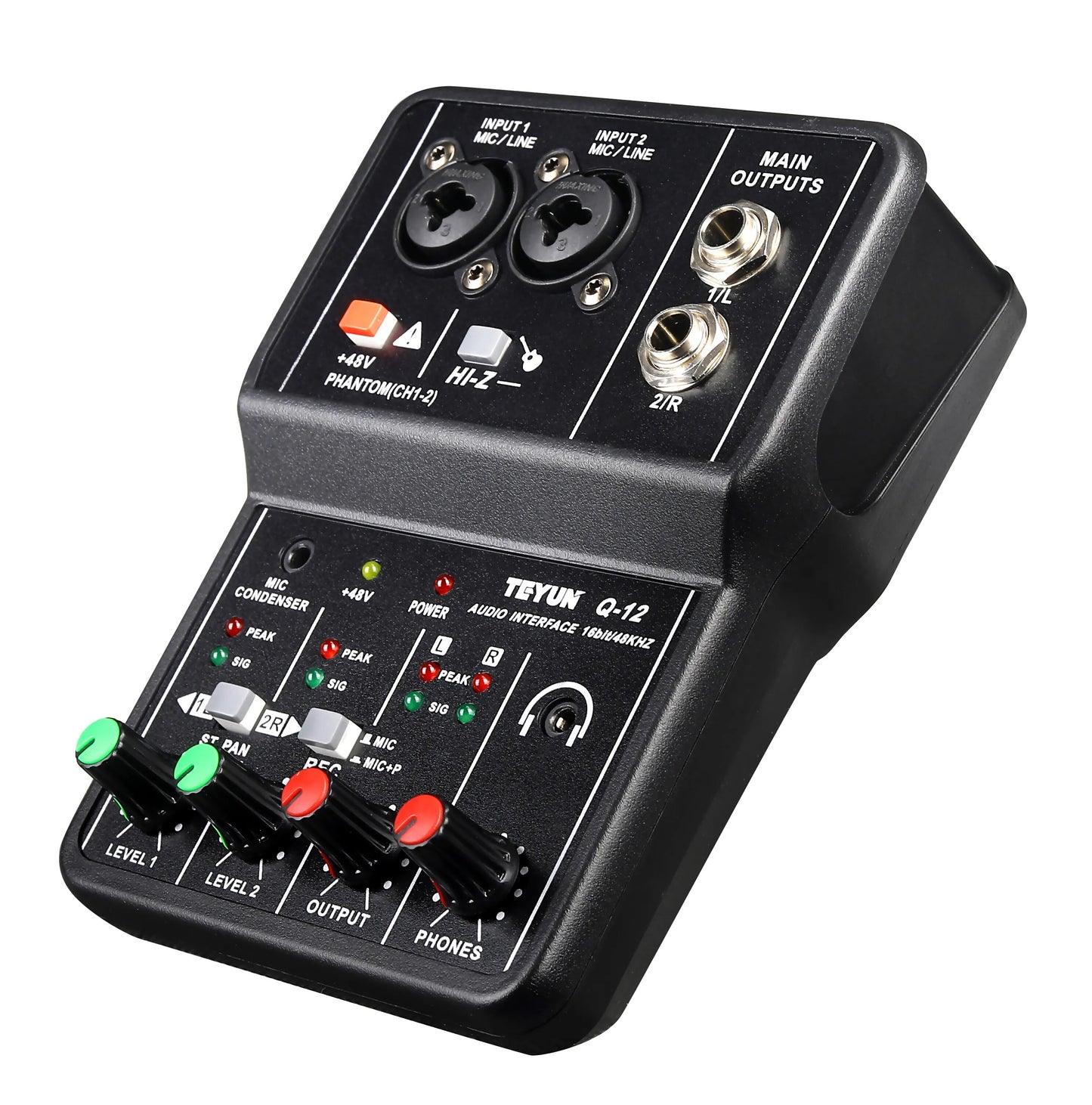 TEYUN Q-12 Professional Audio Sound Card with Monitor Electric Guitar Live Broadcast Recording - Ampere Galaxy
