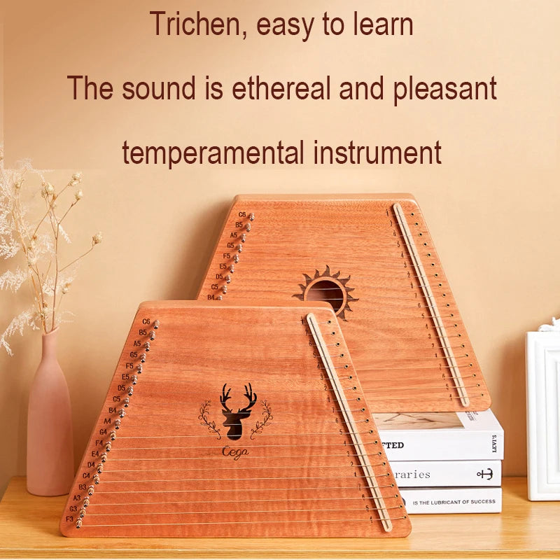 19 String Wooden Mahogany Harp