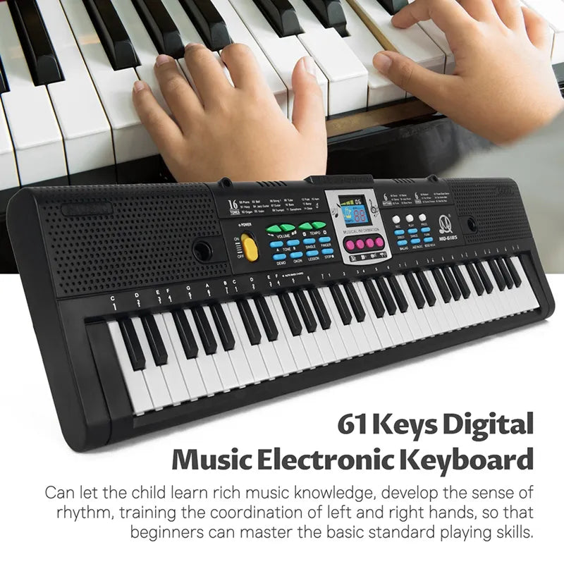MQ 61 Key Electronic Piano Digital Music Electronic Keyboard Musical Instrument Gift with Microphone for Kids Beginners - Ampere Galaxy