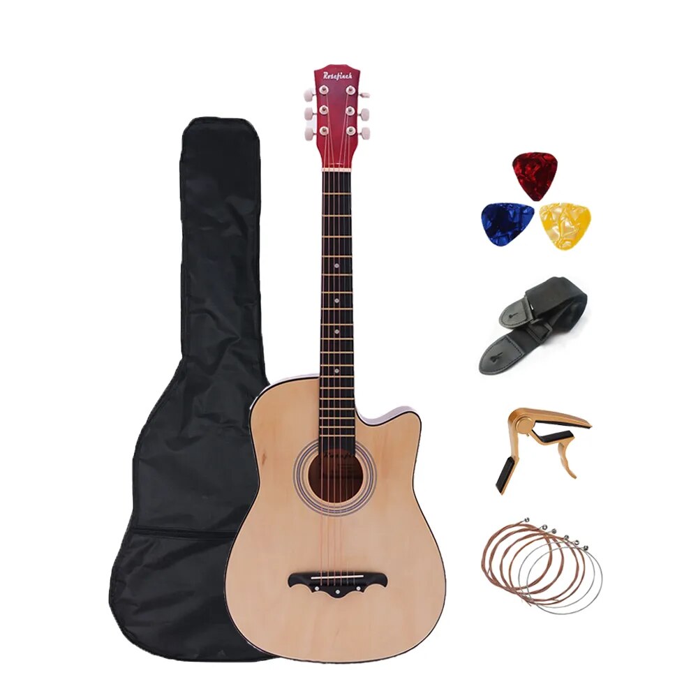 38 Inch Acoustic Guitar Small Size Beginner 6 Steel Strings Kids Musical Instrument AGT16 - Ampere Galaxy