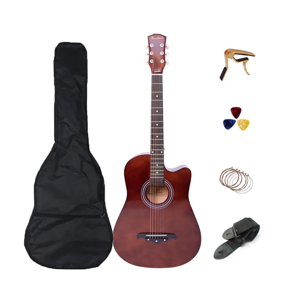 38 Inch Acoustic Guitar Small Size Beginner 6 Steel Strings Kids Musical Instrument AGT16 - Ampere Galaxy