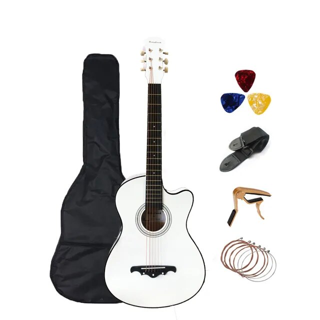 38 Inch Acoustic Guitar Small Size Beginner 6 Steel Strings Kids Musical Instrument AGT16 - Ampere Galaxy