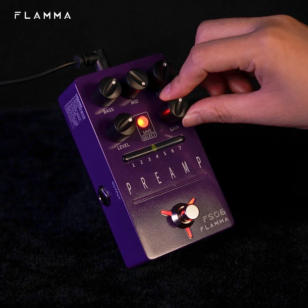 FLAMMA FS06 Preamp Pedal Digital Guitar Effects Pedal with 7 Preamp Models Preset Save Slot Built-in Cabinet Simulation - Ampere Galaxy