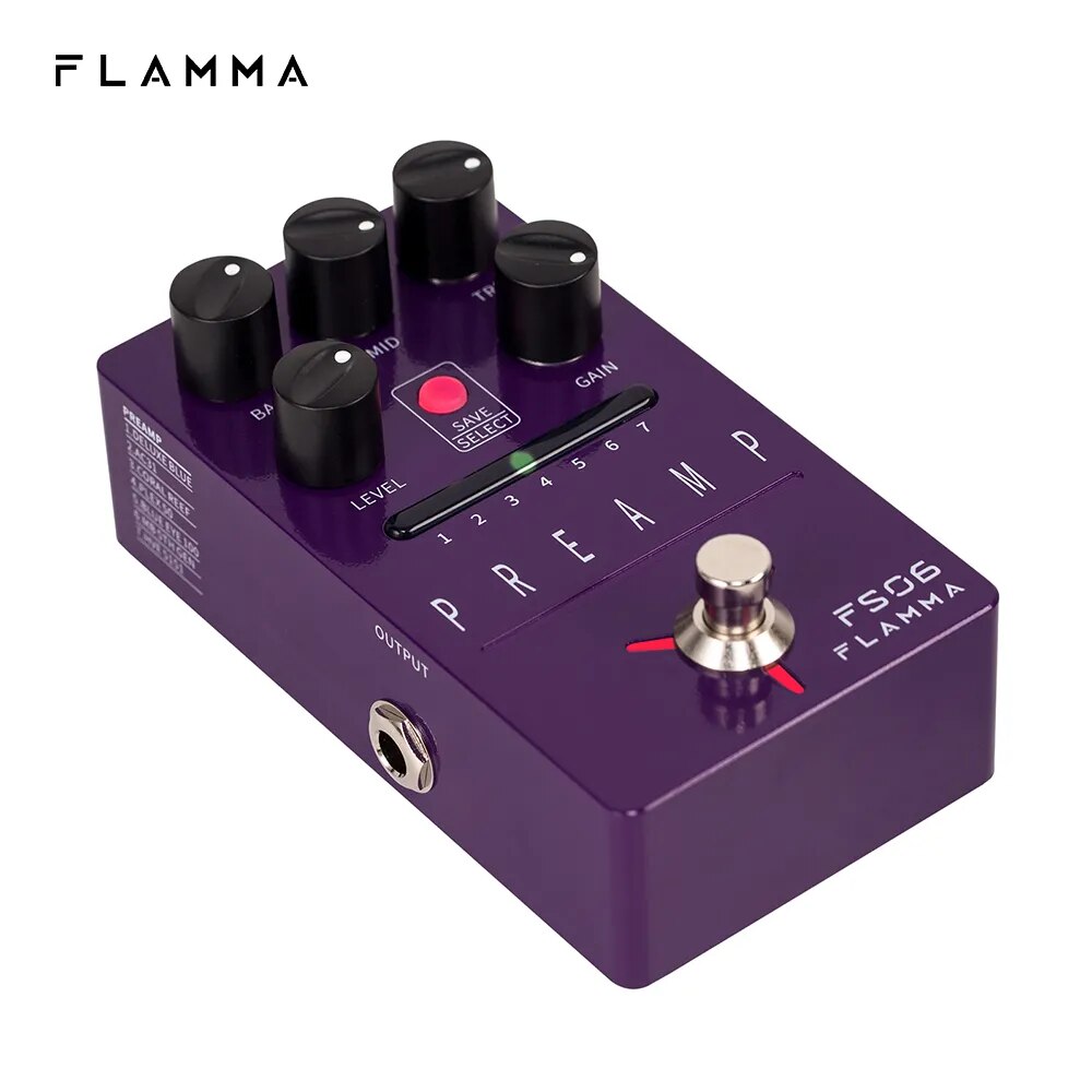 FLAMMA FS06 Preamp Pedal Digital Guitar Effects Pedal with 7 Preamp Models Preset Save Slot Built-in Cabinet Simulation - Ampere Galaxy