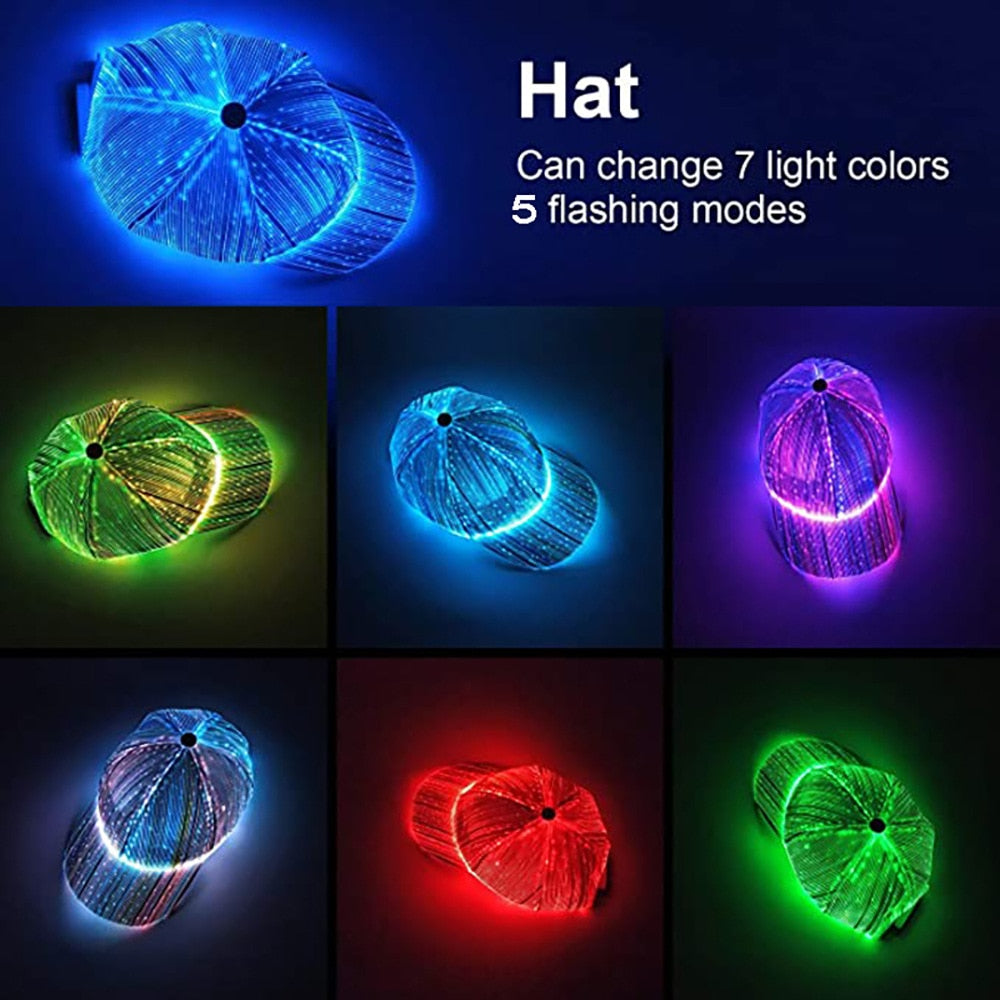 Fiber Optic Cap 7 Colors Luminous Glow - Ampere Galaxy