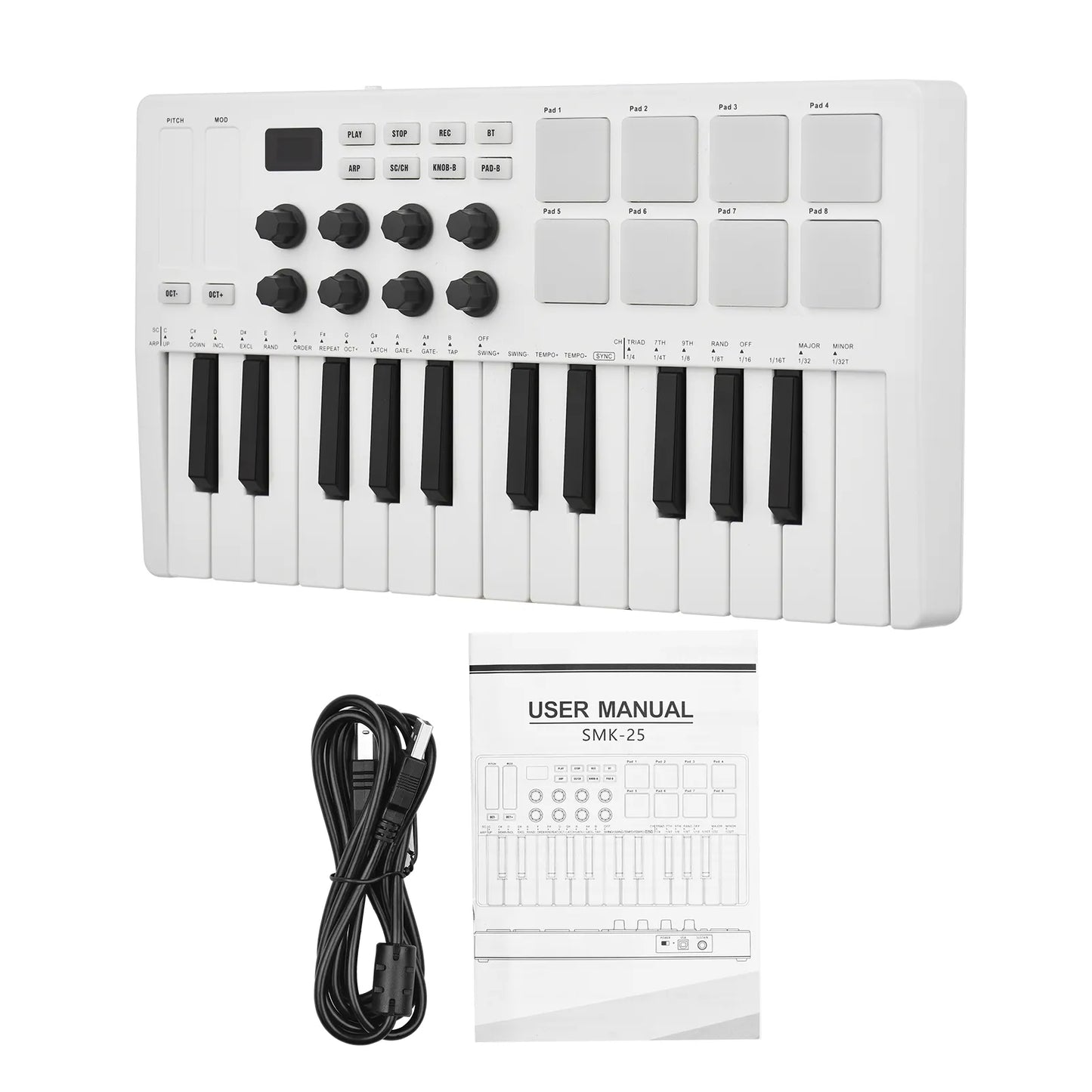 M-VAVE 25-Key MIDI Control Mini USB MIDI Controller with 25 Velocity Sensitive Keys 8-Knob Keyboard instrument - Ampere Galaxy