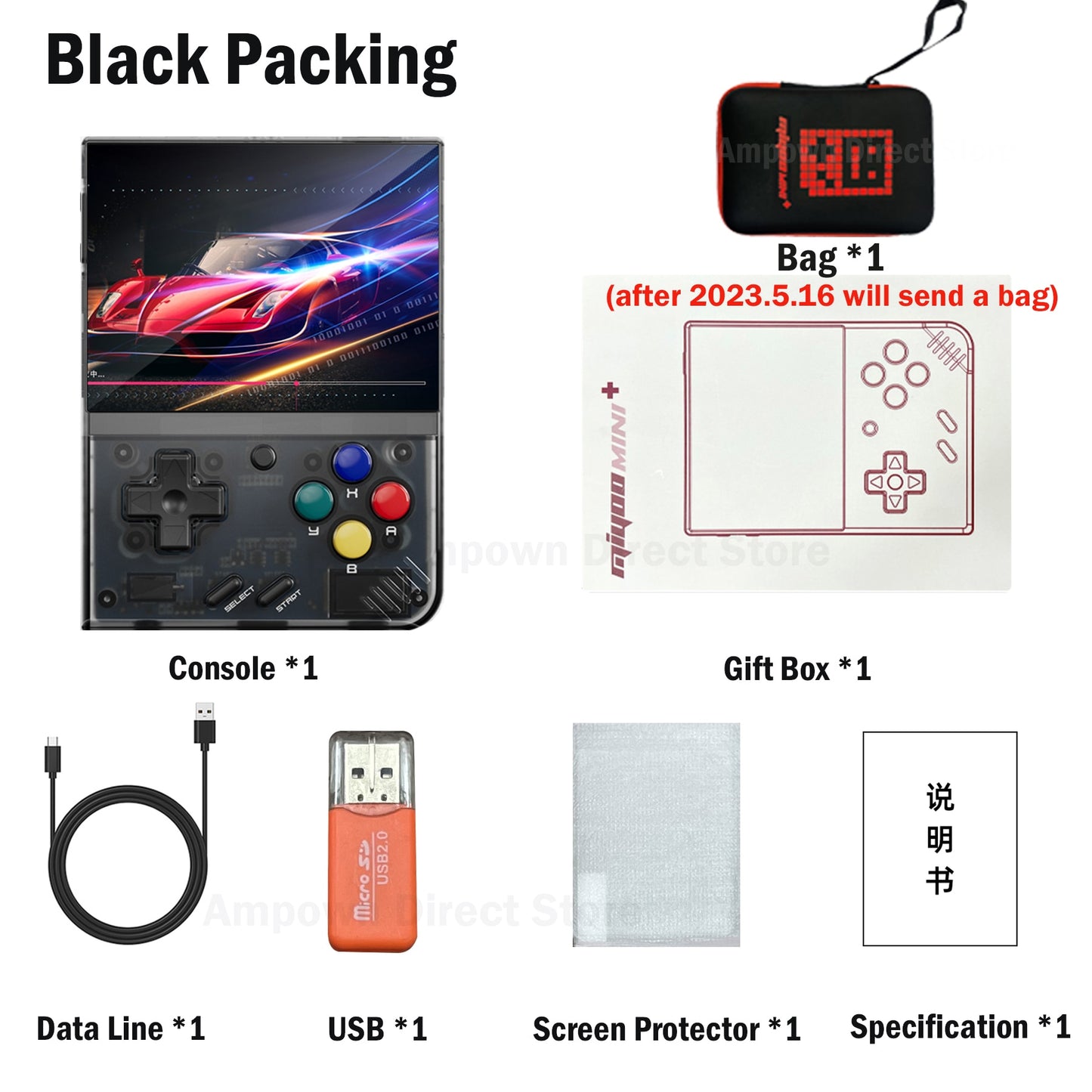 3.5'' IPS OCA Portable Retro 128GB Video Game Consoles - Ampere Galaxy