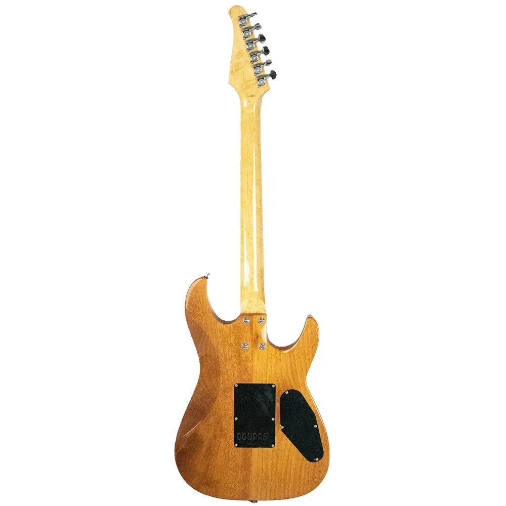 Natural Series Left-Handed Mahogany 24-Fret Electric Guitar with Single Coil Pickups, Gig bag and ChromaCast Accessories - Ampere Galaxy