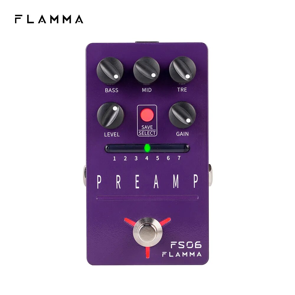 FLAMMA FS06 Preamp Pedal Digital Guitar Effects Pedal with 7 Preamp Models Preset Save Slot Built-in Cabinet Simulation - Ampere Galaxy