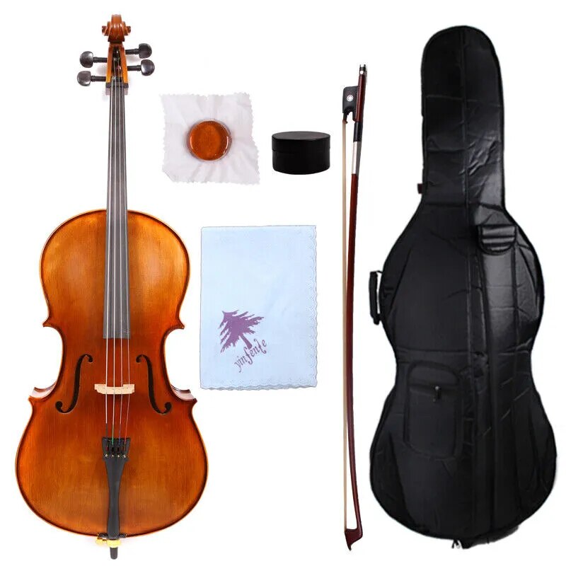 Yinfente Hand-crafted Acoustic 4 String Cello 4/4 Full Size, Accessories included Portable Bag Ebony Fittings - Ampere Galaxy