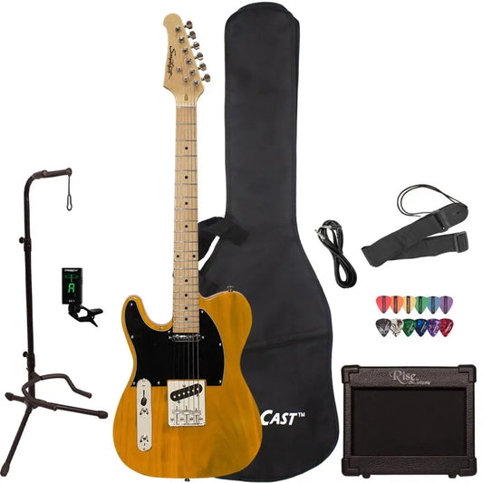 Butterscotch ET Series Left/right-Handed Electric Guitar with black Pickguard - Ampere Galaxy