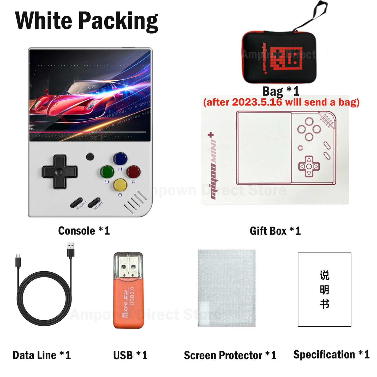 3.5'' IPS OCA Portable Retro 128GB Video Game Consoles - Ampere Galaxy