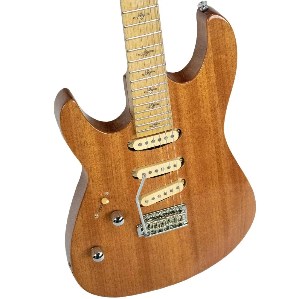 Natural Series Left-Handed Mahogany 24-Fret Electric Guitar with Single Coil Pickups, Gig bag and ChromaCast Accessories - Ampere Galaxy