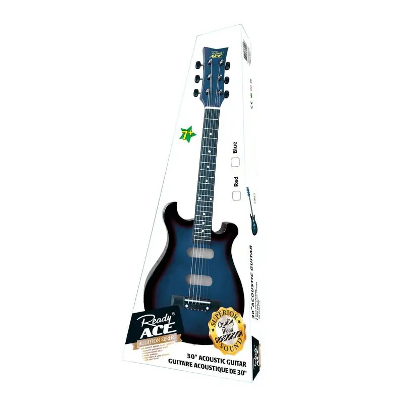 Ready Beginner 30"Acoustic 6 String Guitar Sunburst Blue -Shaped like an Electric Guitar - Ampere Galaxy