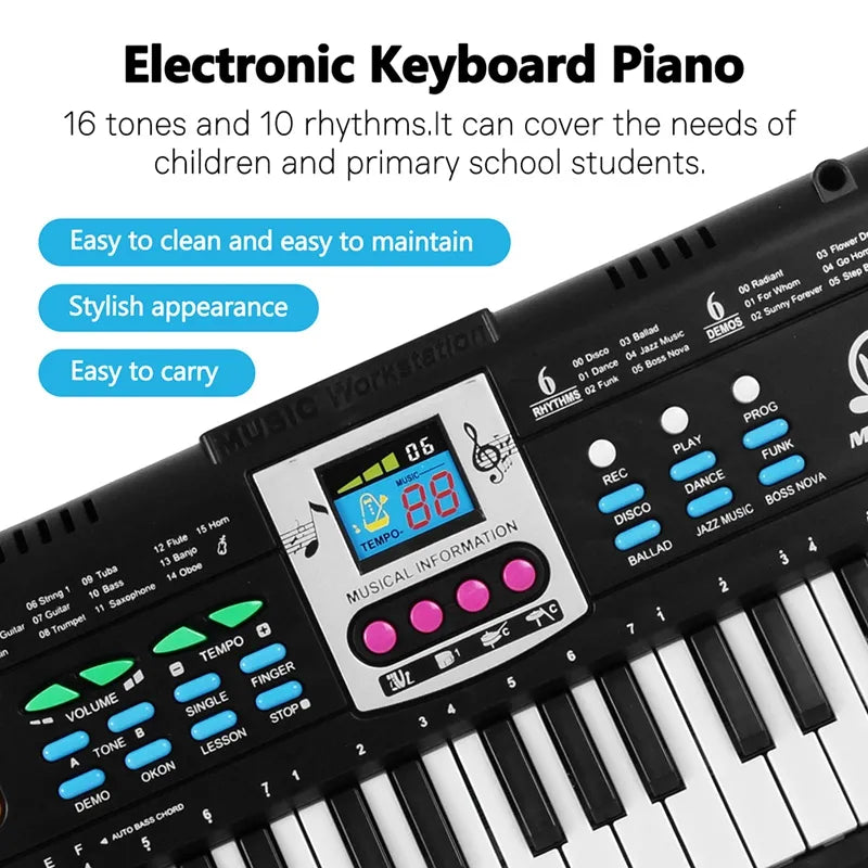 MQ 61 Key Electronic Piano Digital Music Electronic Keyboard Musical Instrument Gift with Microphone for Kids Beginners - Ampere Galaxy