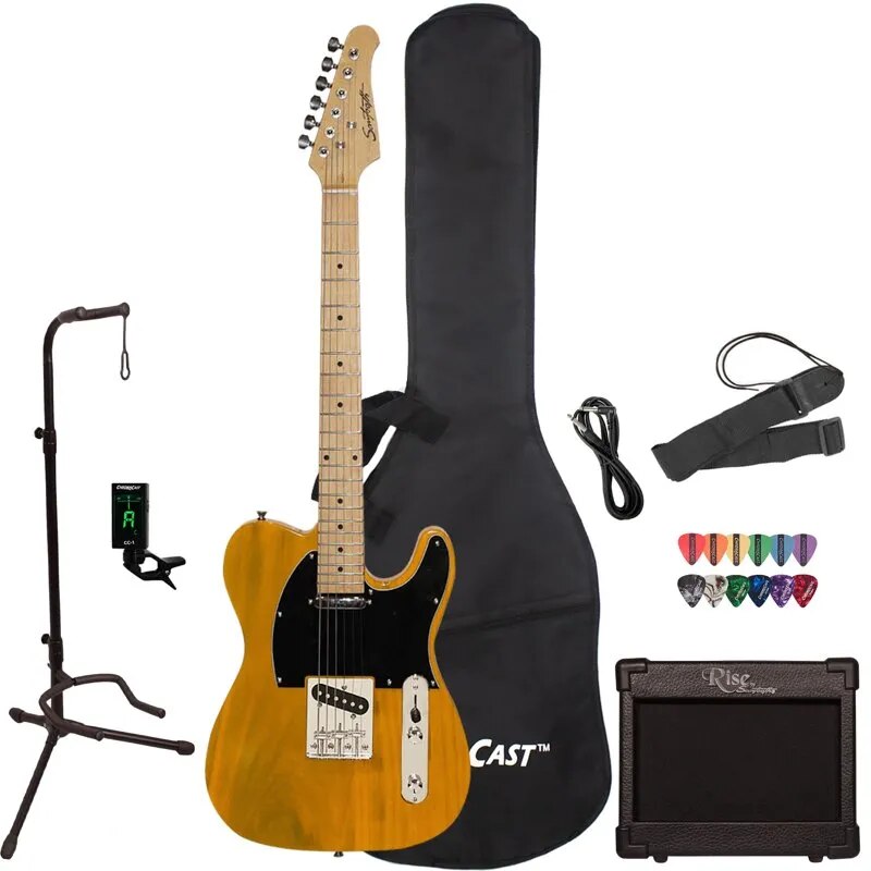 Butterscotch ET Series Left/right-Handed Electric Guitar with black Pickguard - Ampere Galaxy