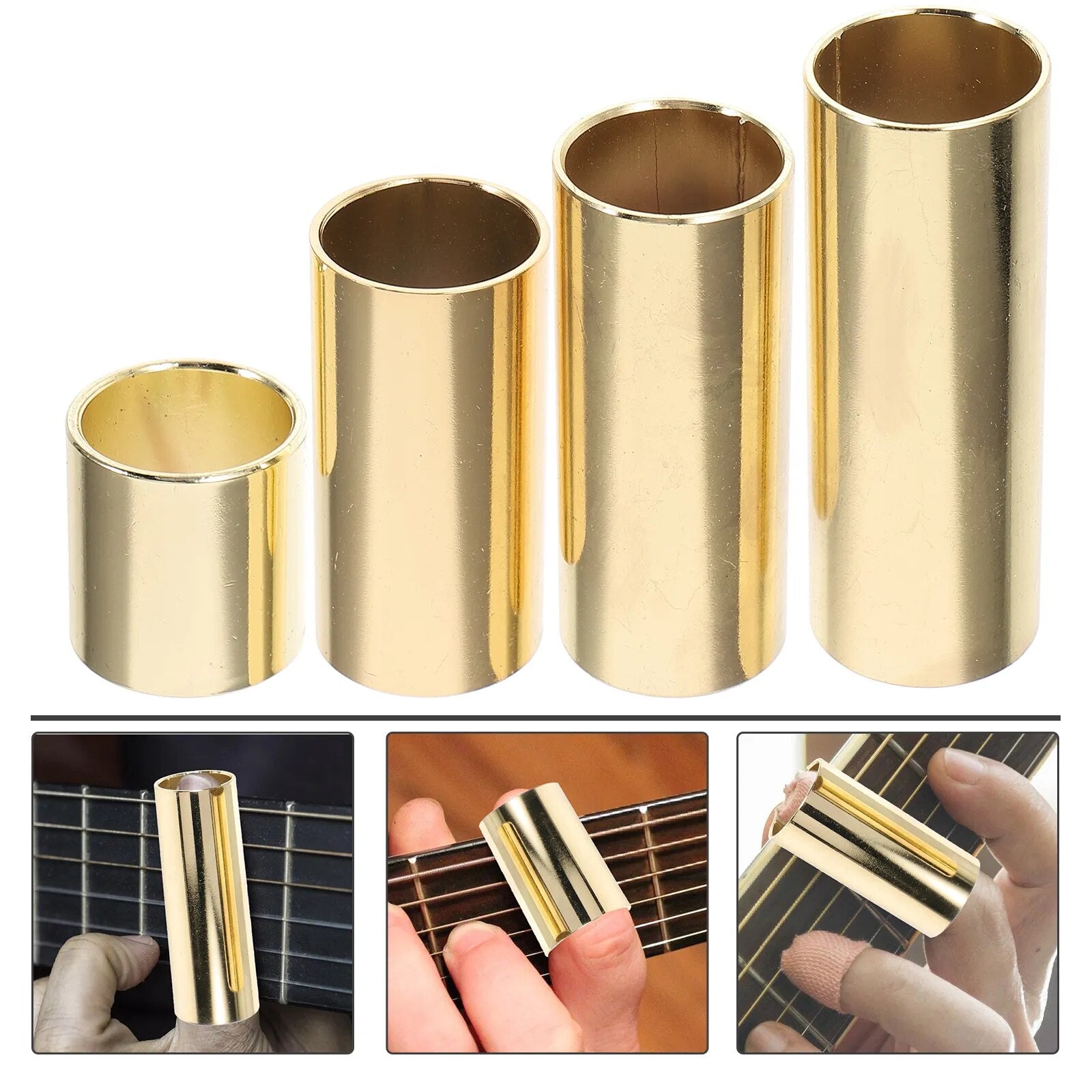 4 Pcs Guitar Slides Electric Major Metal Supplies Musical Instrument Accessories Finger Protector Slider - Ampere Galaxy