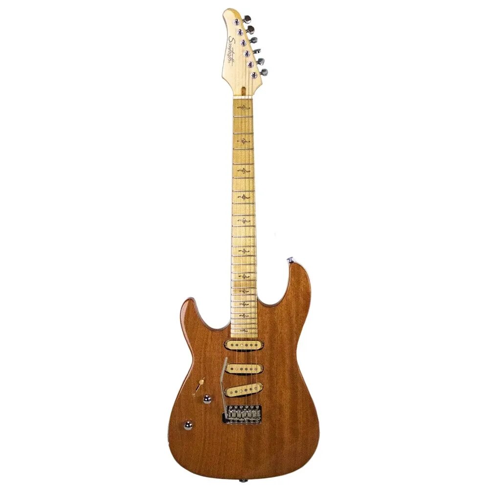 Natural Series Left-Handed Mahogany 24-Fret Electric Guitar with Single Coil Pickups, Gig bag and ChromaCast Accessories - Ampere Galaxy