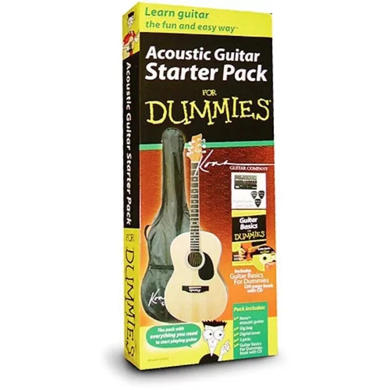 Kona Learn to Play Acoustic Guitar Starter Pack for Dummies - Ampere Galaxy