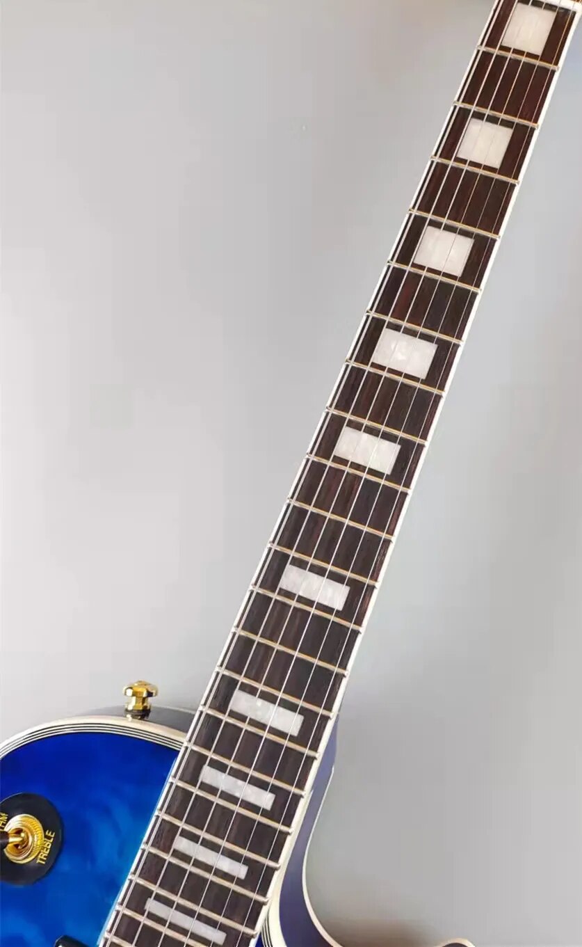 Standard electric guitar, blue flower, gold accessory, available, including shipping - Ampere Galaxy