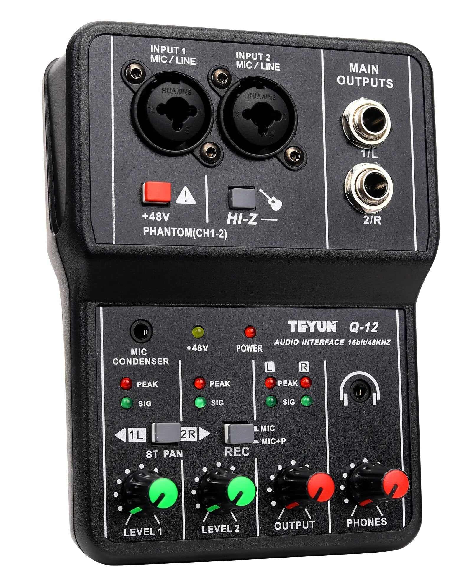 TEYUN Q-12 Professional  Audio Sound Card with Monitor Electric Guitar Live Broadcast Recording - Ampere Galaxy