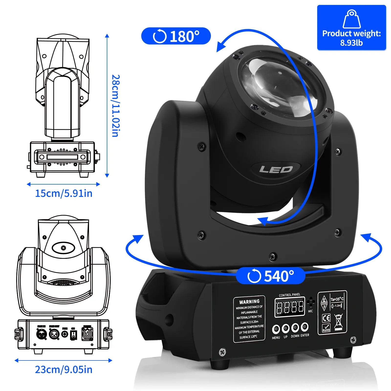 100W LED Beam Gobo Moving Head Stage Light DMX - Ampere Galaxy