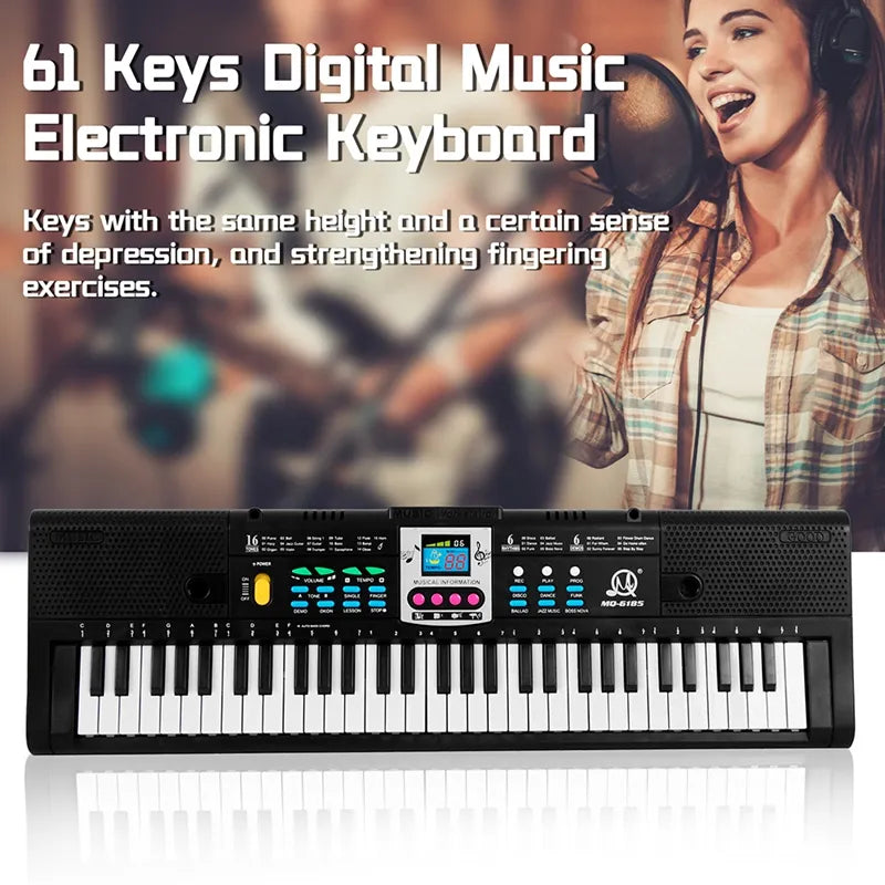 MQ 61 Key Electronic Piano Digital Music Electronic Keyboard Musical Instrument Gift with Microphone for Kids Beginners - Ampere Galaxy