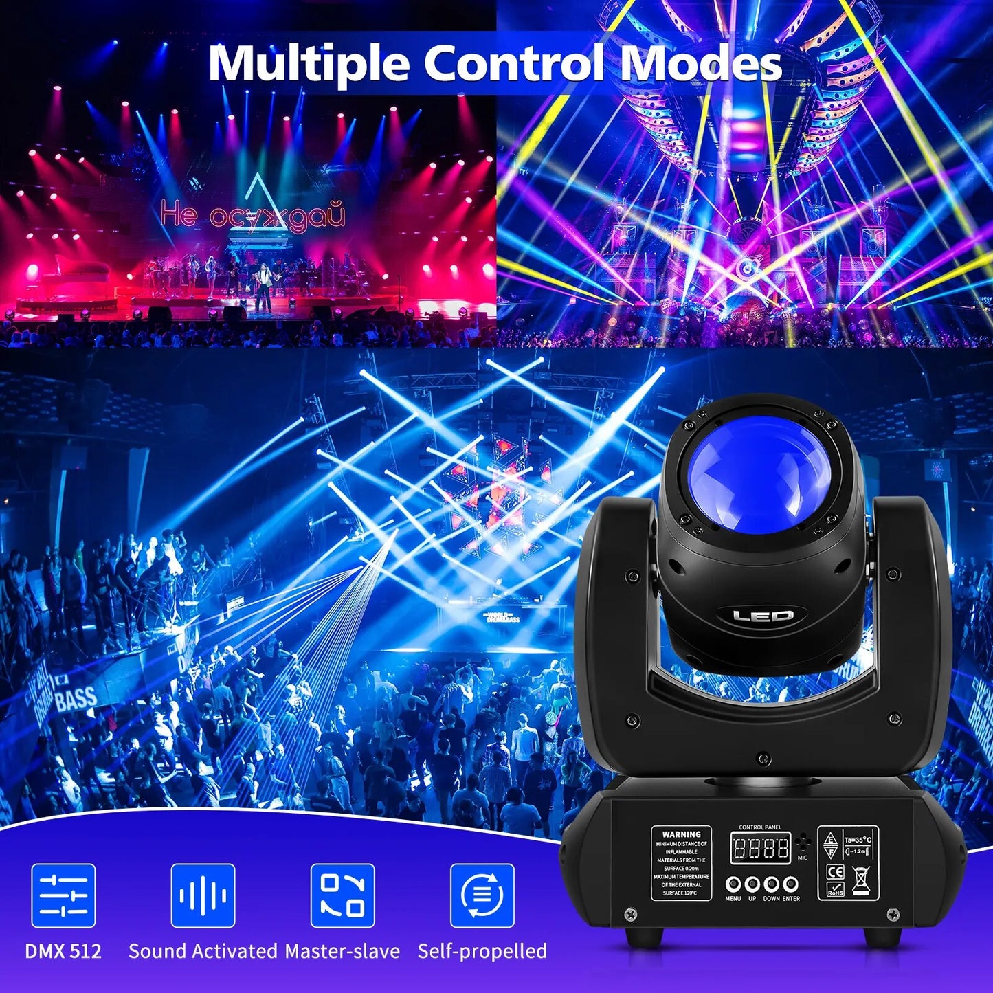 100W LED Beam Gobo Moving Head Stage Light DMX - Ampere Galaxy