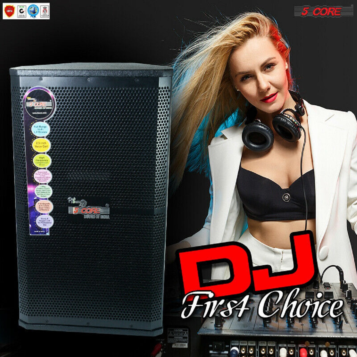 5 CORE 15" Outdoor Speaker System Pro Pa Party DJ Speaker, 2 Way 8 Ohm