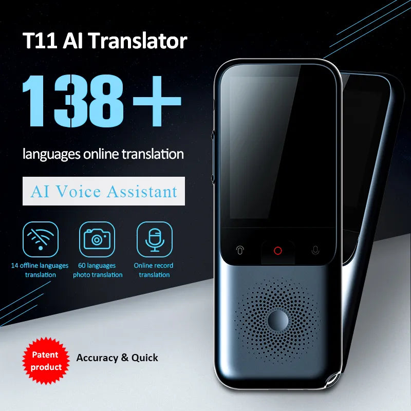 2023 New T11 Portable Audio Translator - Advanced Multilingual Smart Translator for Offline and Real-Time Language Translation with AI Voice and Photo Translation Capabilities