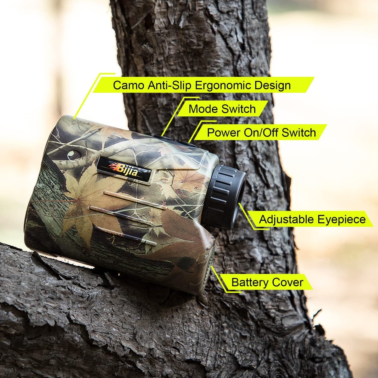 Hunting Rangefinder-6X 650/1200Yards Multifunction Laser Rangefinder for Hunting,Shooting, Golf,Camping with Slope Correction,Flag-Locking with Vibration,Speed,Angle,Scan,Distance