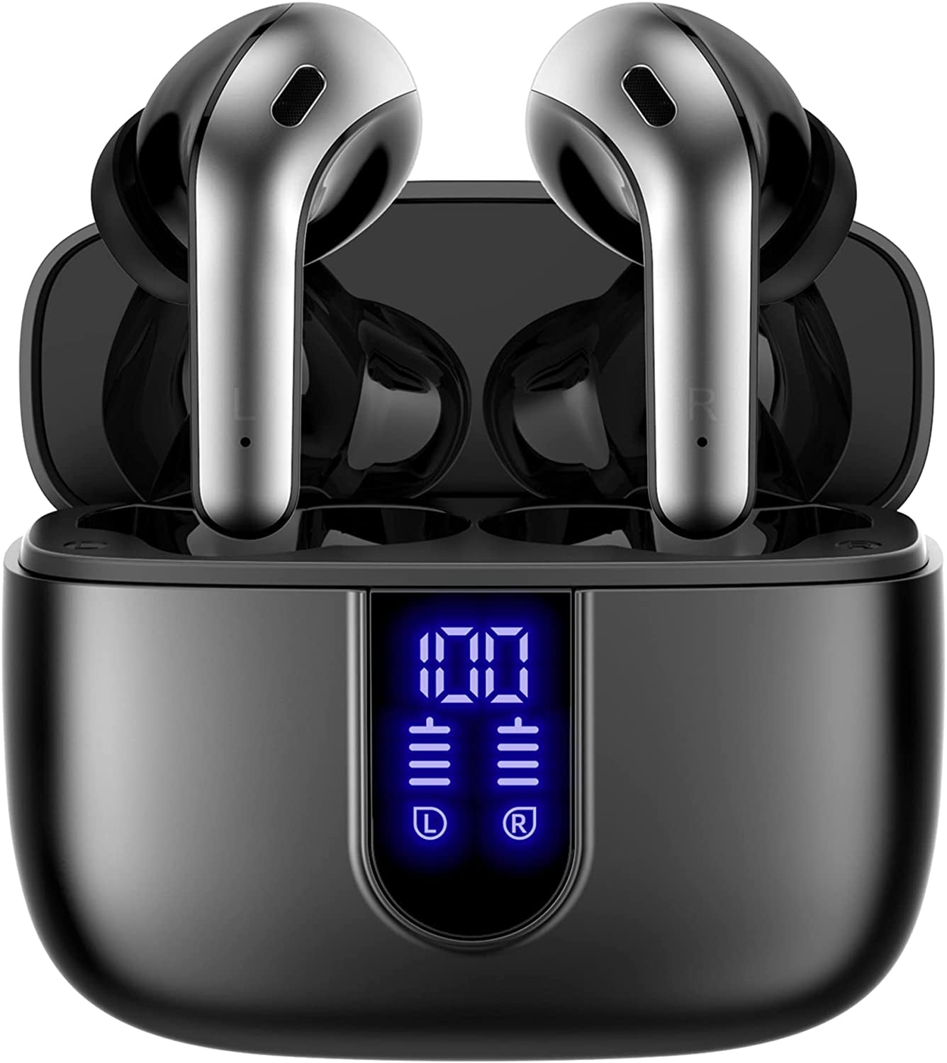 Professional title: "Wireless Bluetooth Earbuds with Extended Playback, Power Display, and Charging Case - Waterproof In-Ear Earphones with Mic for TV, Smartphone, Laptop, and Sports"