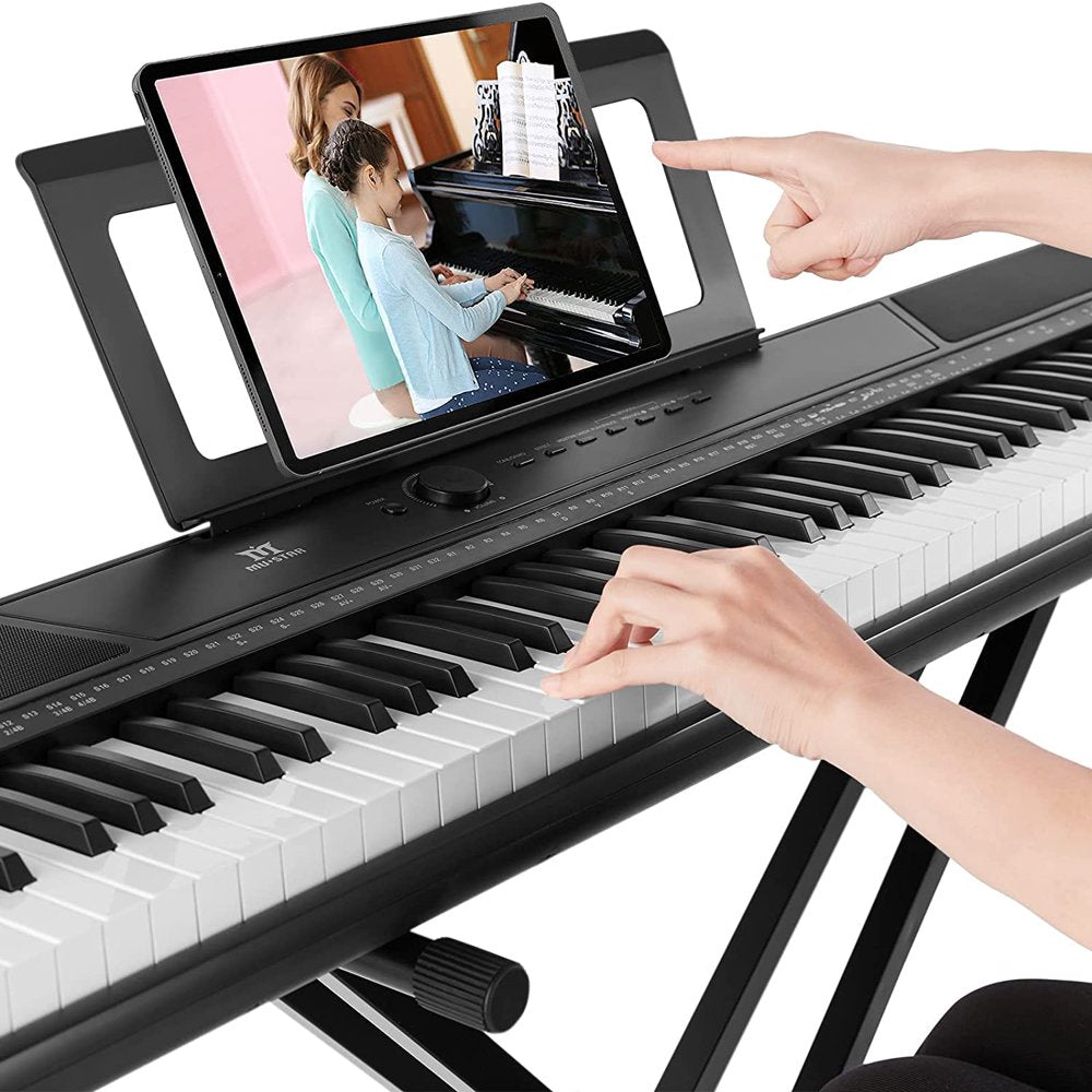 88-Key Electronic Piano Semi Weighted Digital Keyboard with Stand, Pedal, Bag and Cloth (Black)