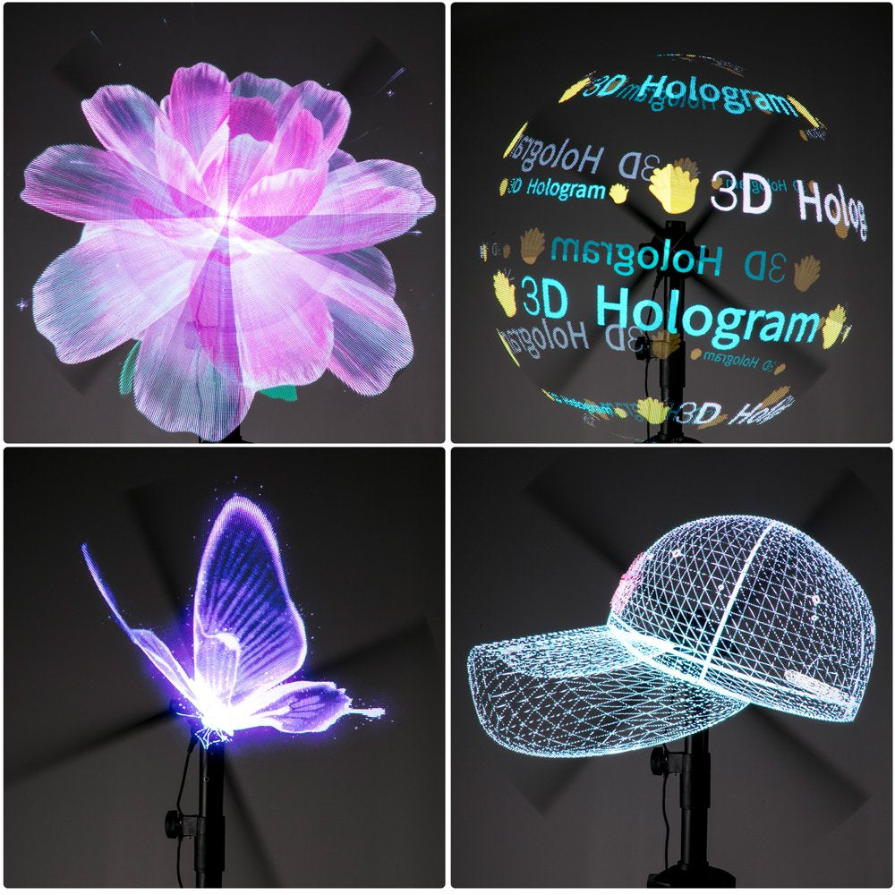 3D Holographic Fan 42Cm Diameters Hologram Fan with 224 Led Lamps 3D Hologram Projector 450X224 Resolution Holographic Led Fan Display Support for Windows Xp/7/8/10/Android Advertising Display