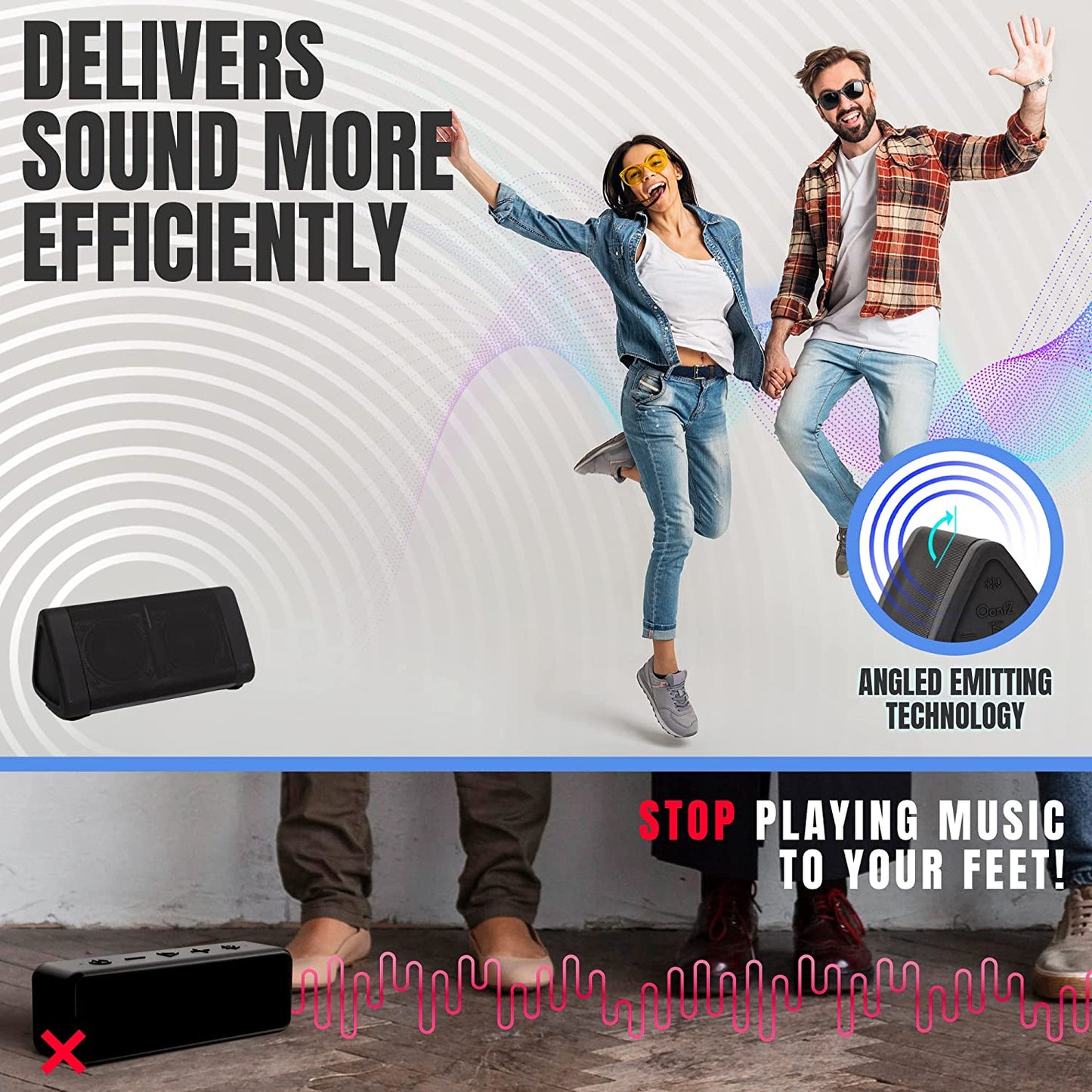 Professional Title: "Oontz Angle 3 Bluetooth Speaker - Wireless Range of up to 100 Ft - Portable Speaker for iPhone and Android - Enhanced Volume and Clarity - Deep Bass - IPX5 Certified - Black"