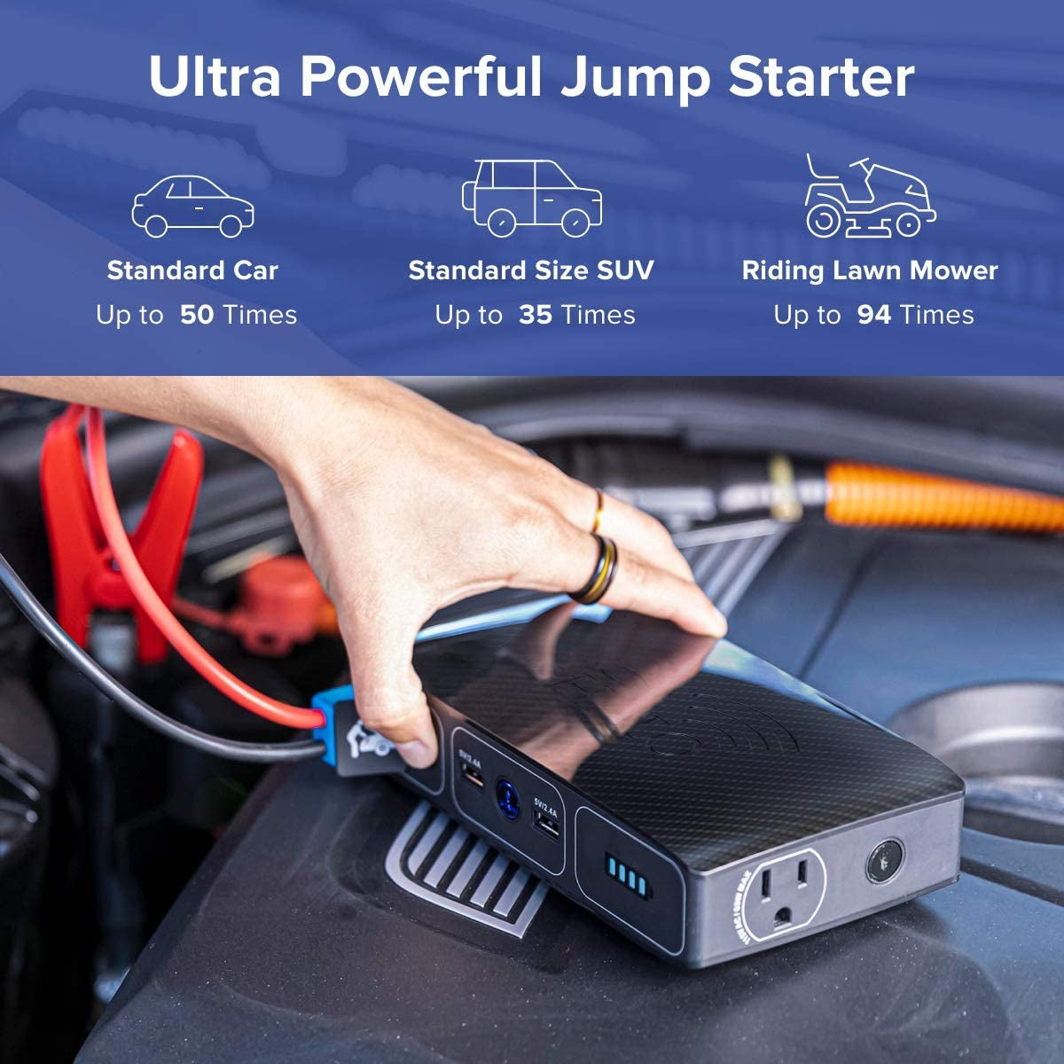 Bolt Wireless Laptop Power Bank - 44400 Mwh Portable Phone Laptop Charger Car Jump Starter with AC Outlet and Car Charger, Camo