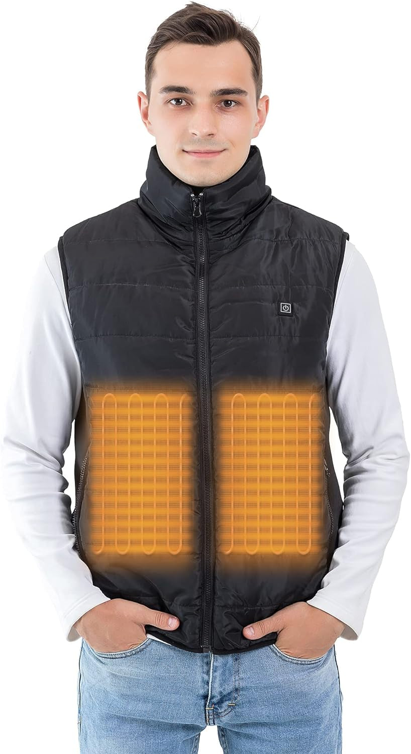 Heated Vest for Men TOSOHMK Warmer Heated Jacket Lightweight Black Electric Warming Vest for Snow Motorcycle Hunting Fishing