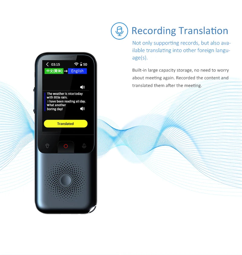 2023 New T11 Portable Audio Translator - Advanced Multilingual Smart Translator for Offline and Real-Time Language Translation with AI Voice and Photo Translation Capabilities