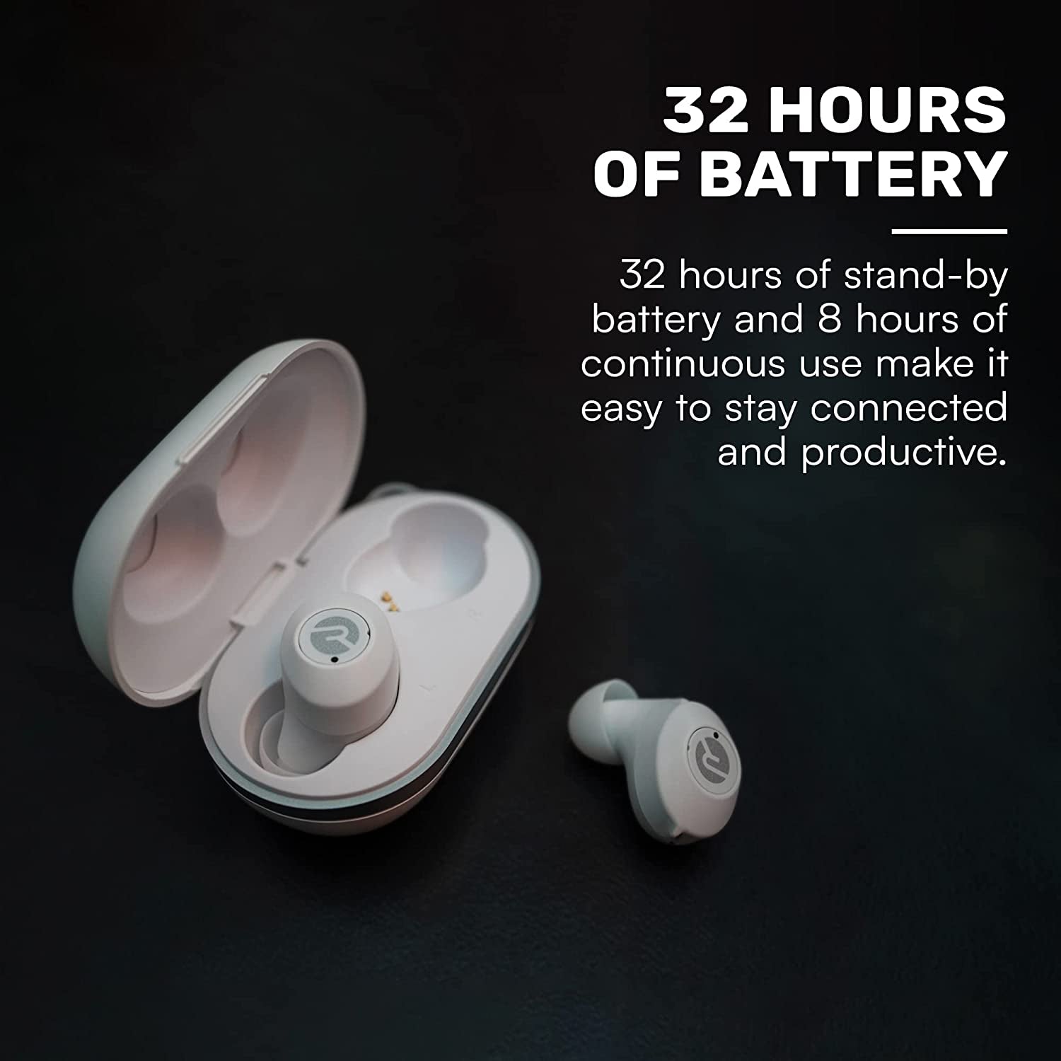 Everyday Harmony: True Wireless Bluetooth Earbuds with Microphone, Stereo Sound, 32-Hour Playtime, Sleek Matte Black Design