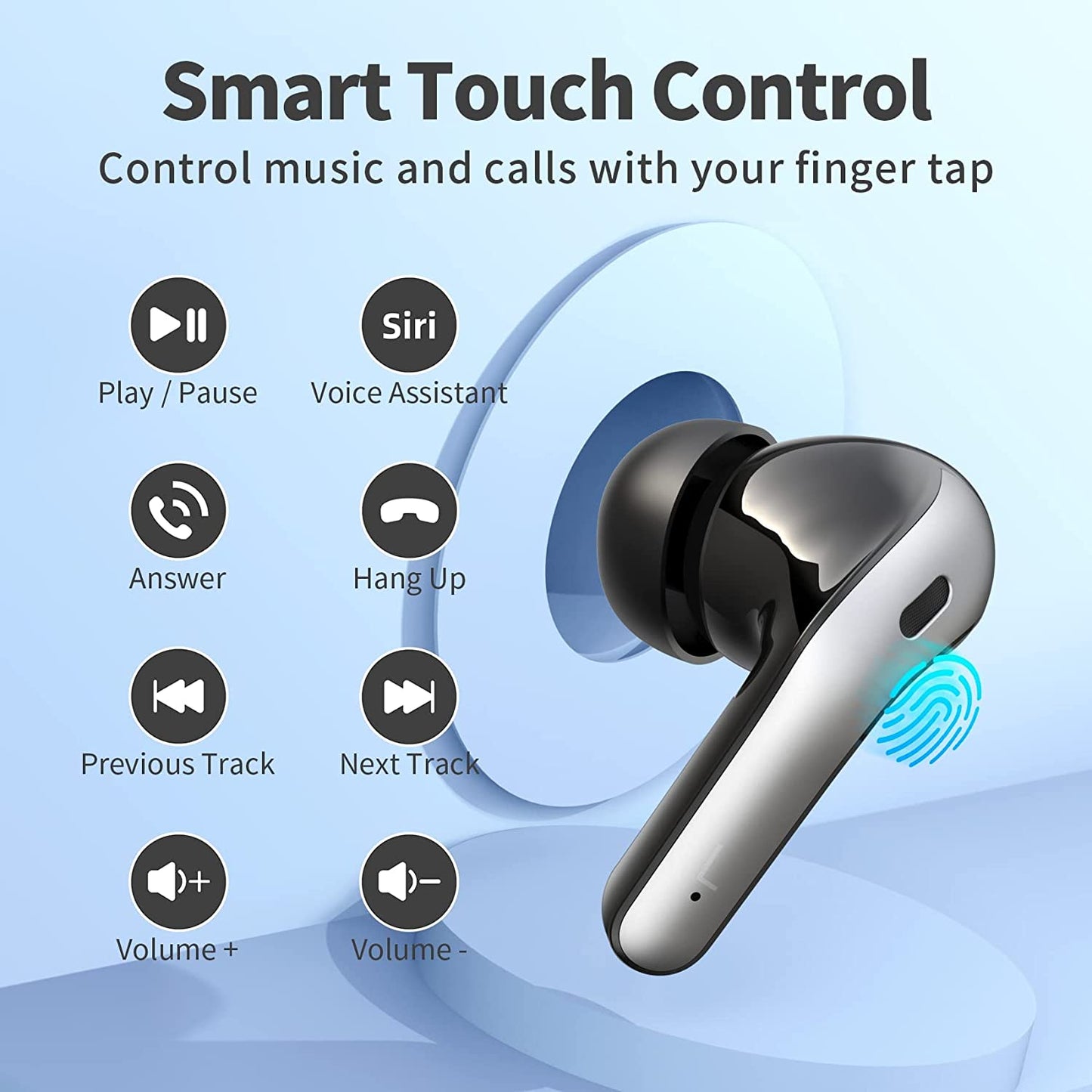 Professional title: "Wireless Bluetooth Earbuds with Extended Playback, Power Display, and Charging Case - Waterproof In-Ear Earphones with Mic for TV, Smartphone, Laptop, and Sports"