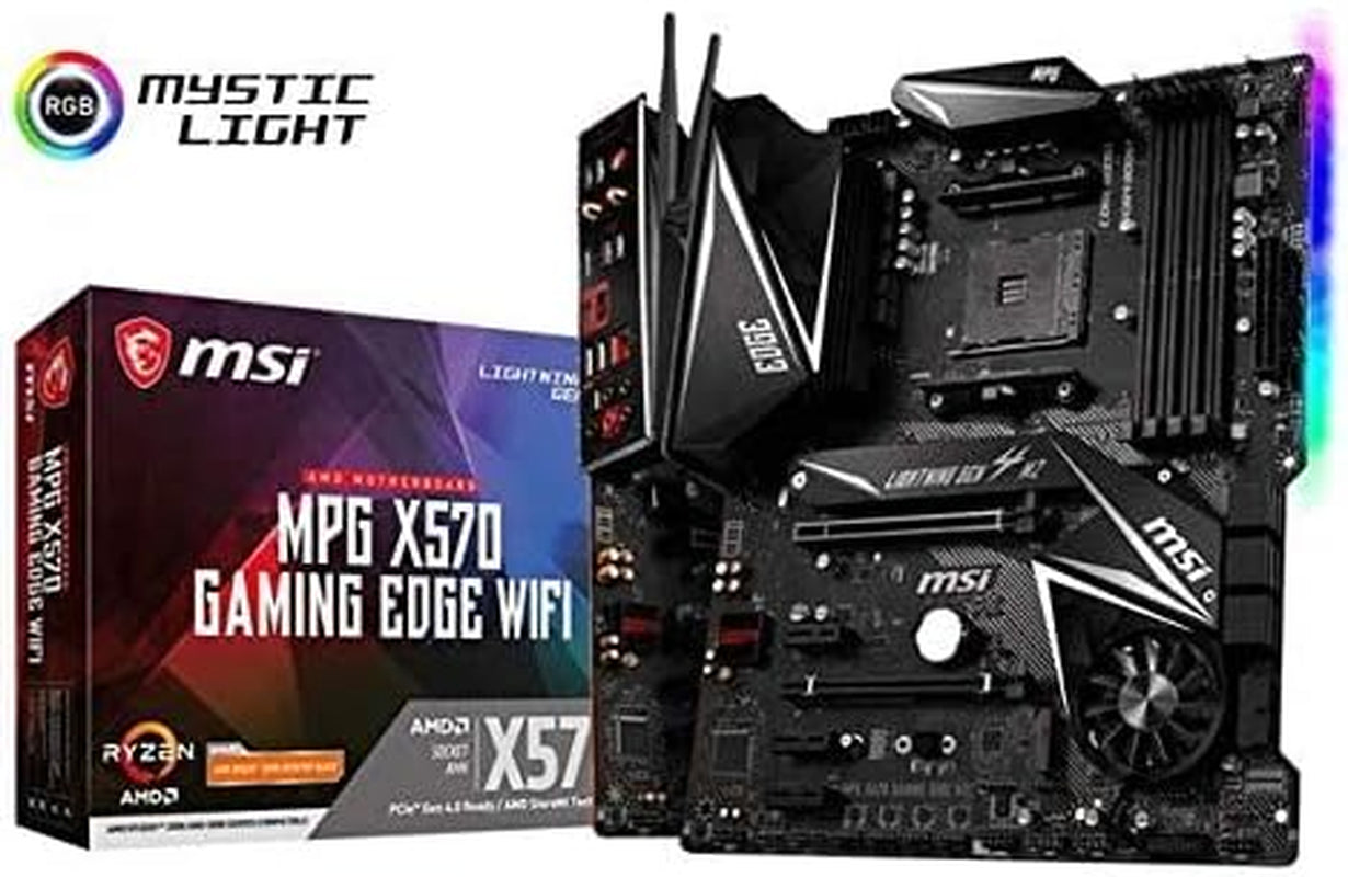 MPG X570 GAMING EDGE WIFI Motherboard (AMD AM4, DDR4, Pcie 4.0, SATA 6Gb/S, M.2, USB 3.2 Gen 2, AC Wi-Fi 5, HDMI, ATX)