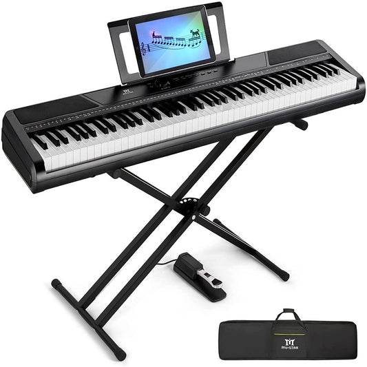 88-Key Electronic Piano Semi Weighted Digital Keyboard with Stand, Pedal, Bag and Cloth (Black)