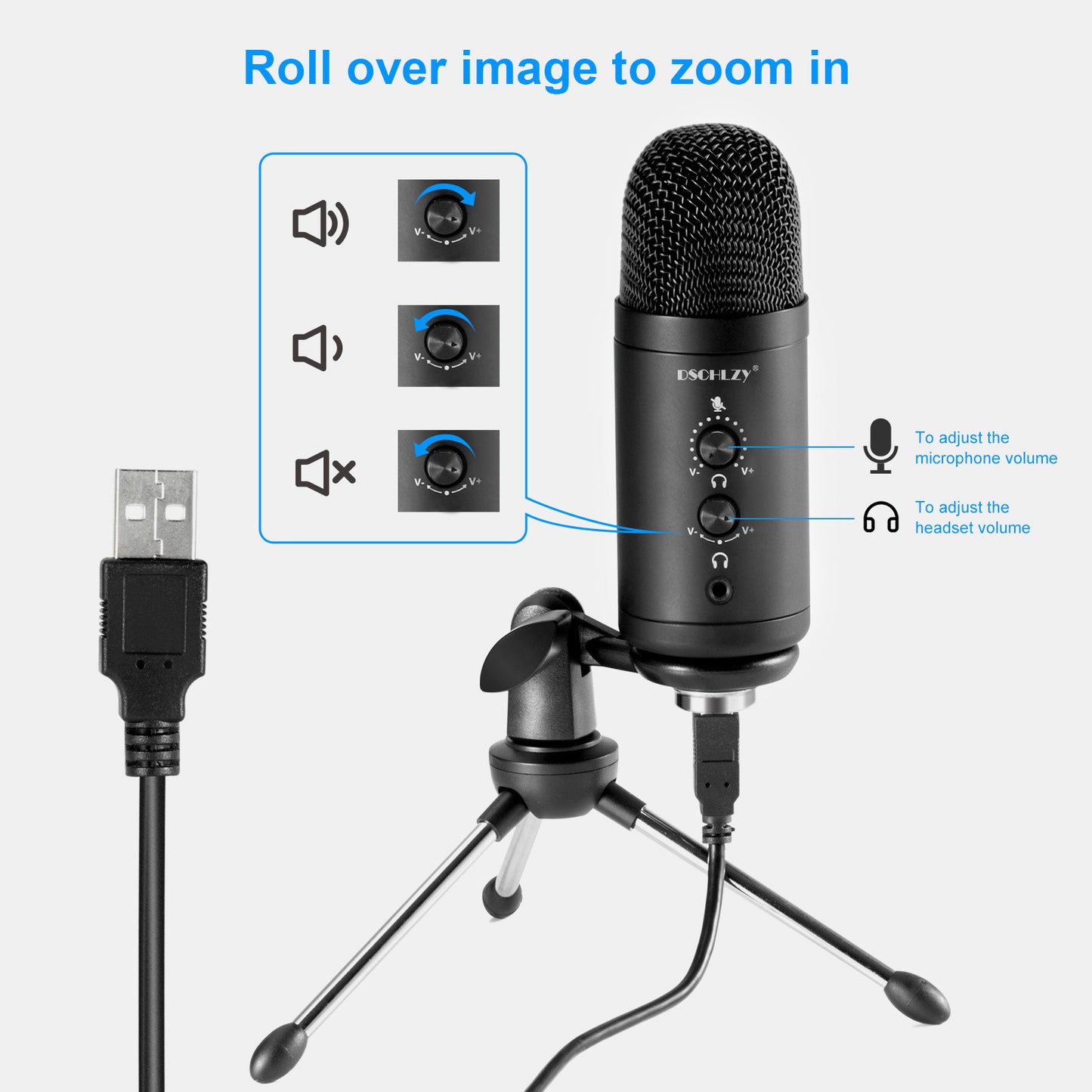 USB Recording Microphone for Computer Podcast: Zero Latency Monitoring for PC - Ampere Galaxy