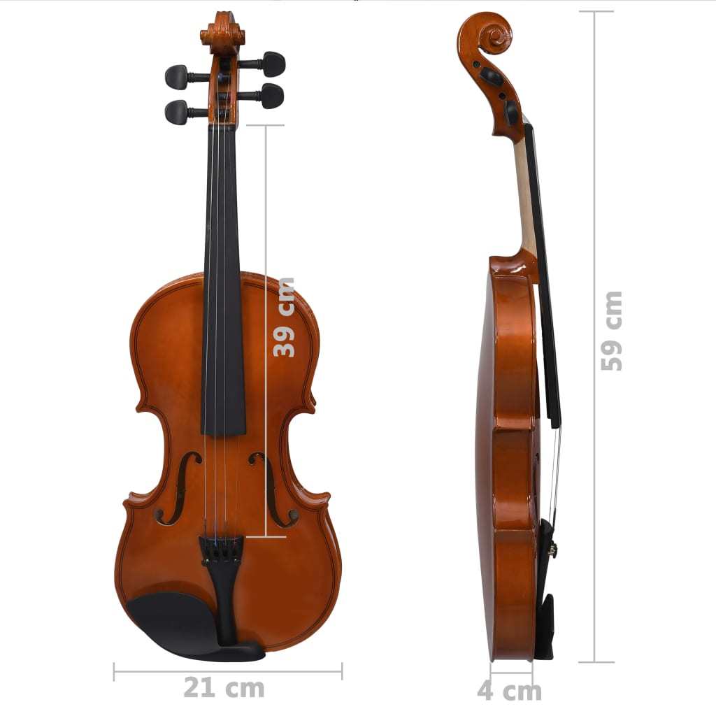 Violin Full Set with Bow and Chin Rest Dark Wood 4/4 - Ampere Galaxy