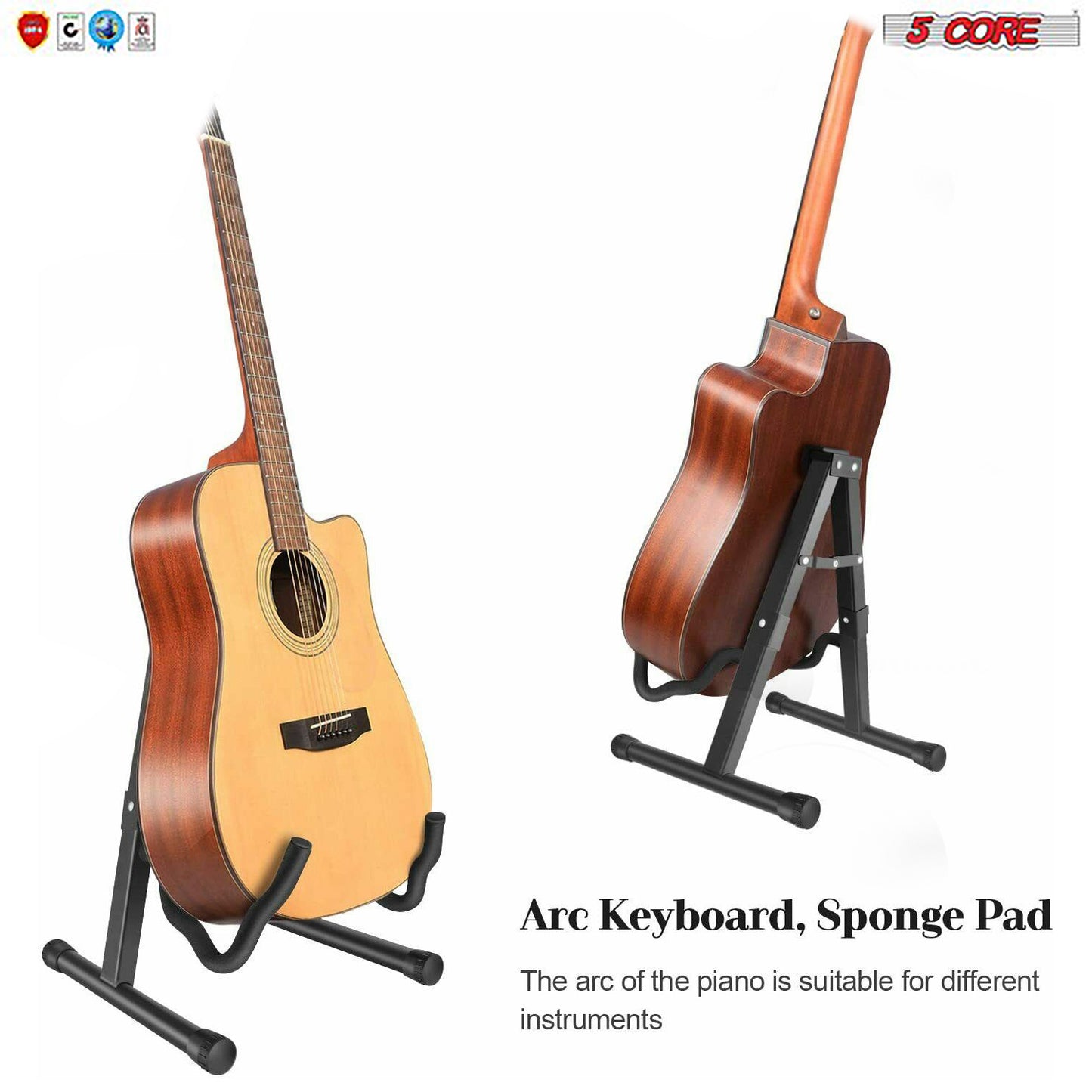 5Core Guitar Stand Folding Universal A Frame for All Guitars Acoustic or Electric - Ampere Galaxy