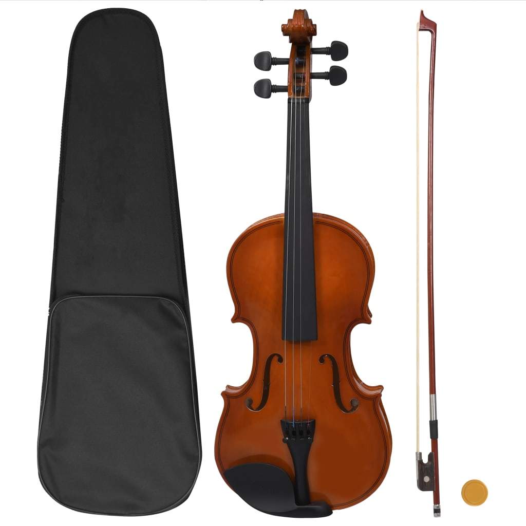 Violin Full Set with Bow and Chin Rest Dark Wood 4/4 - Ampere Galaxy