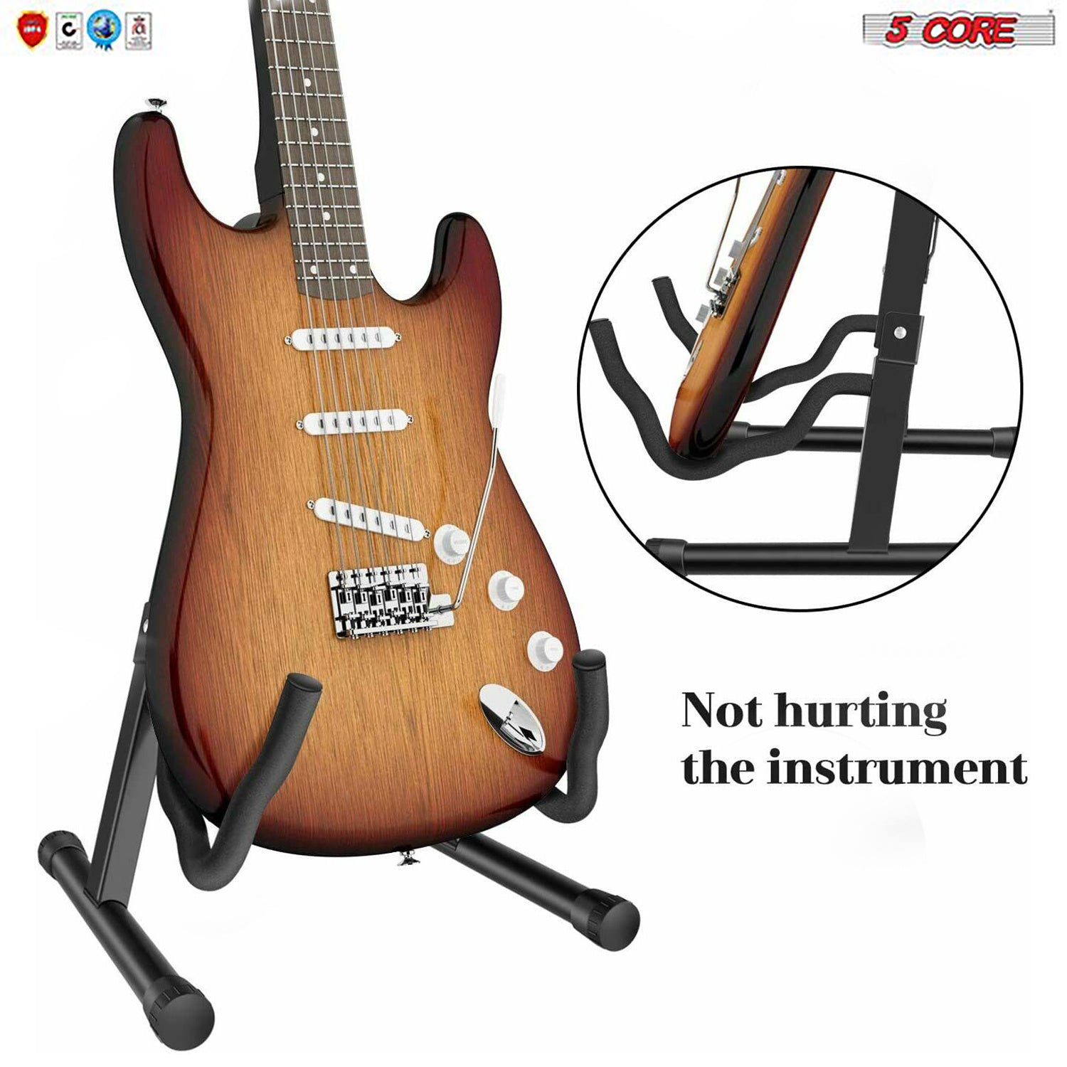 5Core Guitar Stand Folding Universal A Frame for All Guitars Acoustic or Electric - Ampere Galaxy