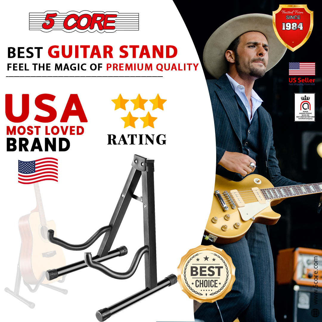 5Core Guitar Stand Folding Universal A Frame for All Guitars Acoustic or Electric - Ampere Galaxy