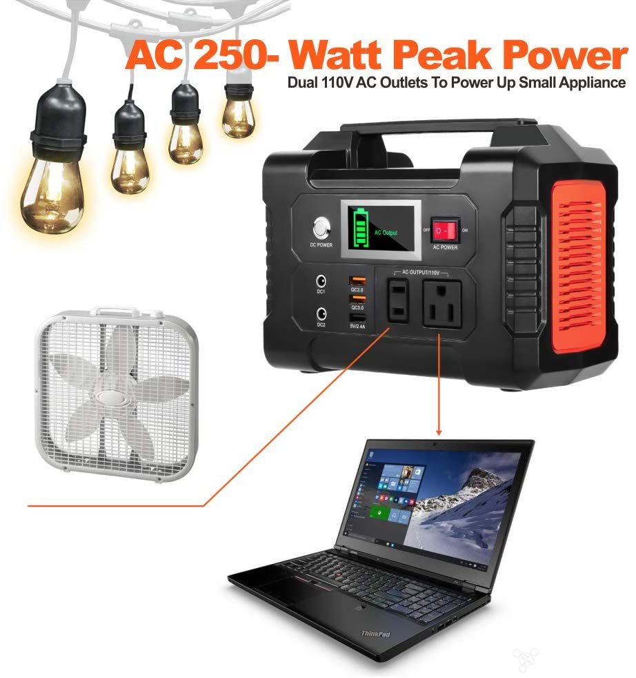 200W Portable Power Station, FlashFish 40800mAh Solar Generator with 110V AC Outlet/2 DC Ports/3 USB Ports, Backup Battery Pack Power Supply for CPAP Outdoor Advanture Load Trip Camping Emerg